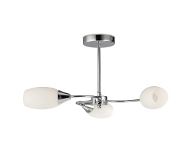 D0028  Denia Semi Flush 3 Light Polished Chrome, Opal Glass